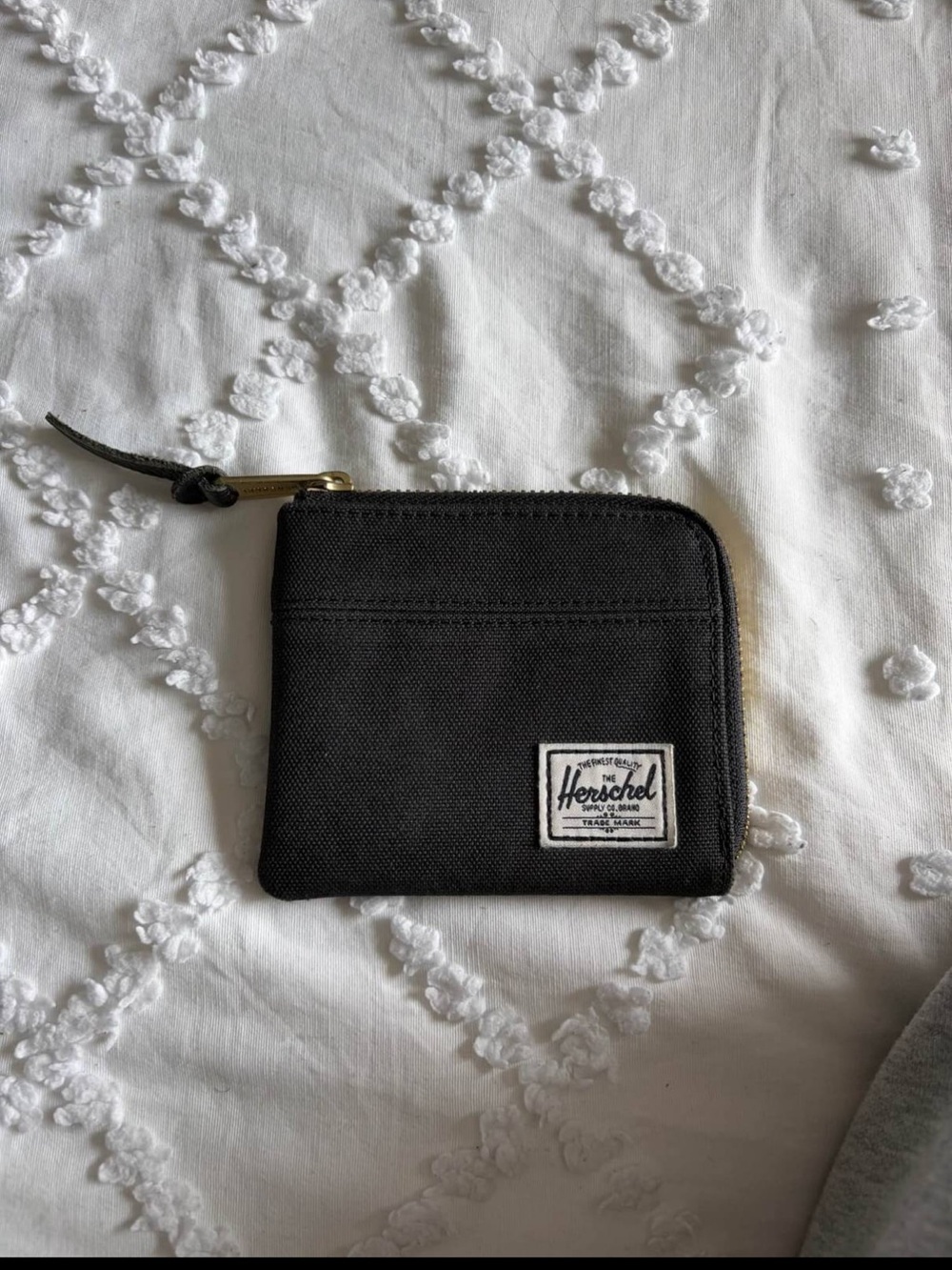 Herschel Supply Company Black Zip Card Wallet with Logo Patch